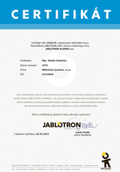 Certifikát JABLOTRON 2021 - 2023