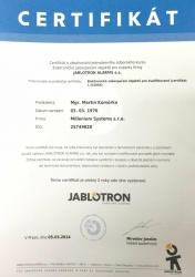 Certifikát JABLOTRON 2014