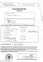 Osvědčení o registraci, platné DIČ: CZ25749820