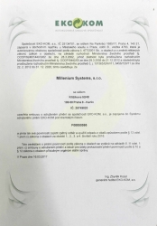 Osvědčení EKO-KOM (u společnosti jsme od jejího založení)